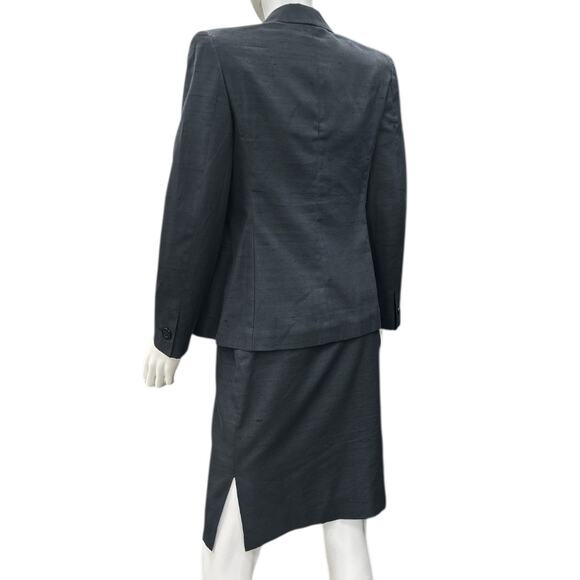 MaxMara Charcoal Gray Blazer Skirt Suit Women's IT 40/US 6 Cotton Silk Career - Picture 7 of 7